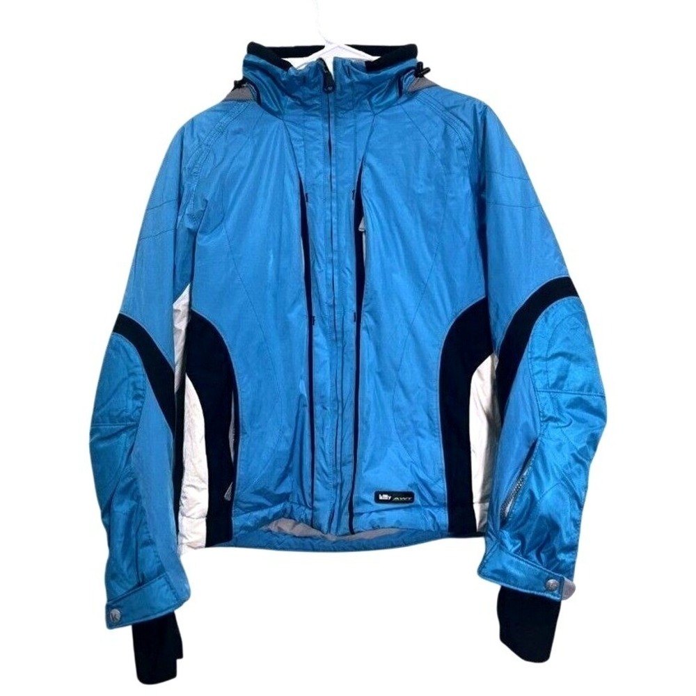 Killy Ski Jacket Women 8‎ Blue AWT Hooded Colorblock Full Zip Winter Coat Parka